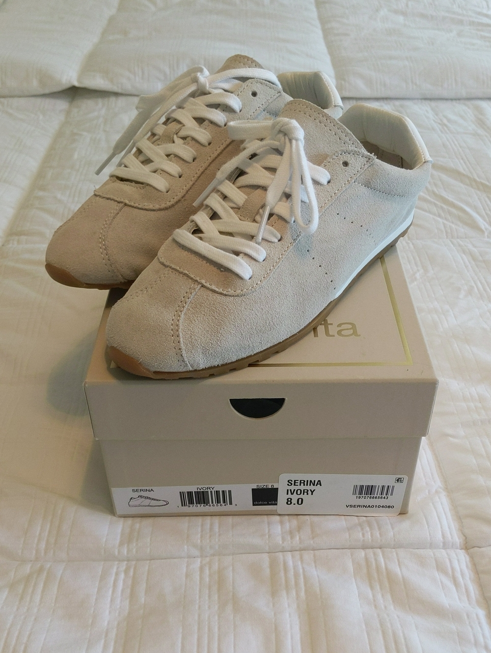 Dolce Vita Serina Ivory Suede Sneakers Size 8 | Like New